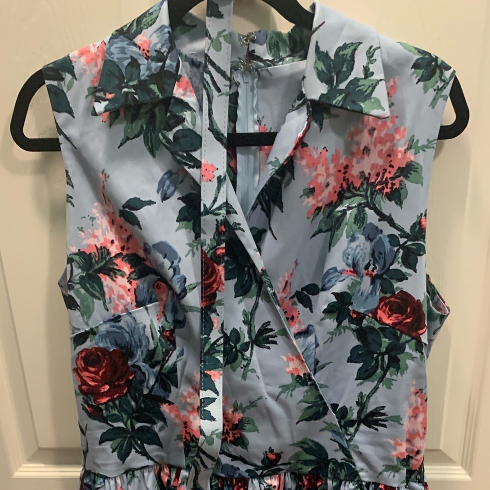 Pinup girl clothing blue floral dress 2X